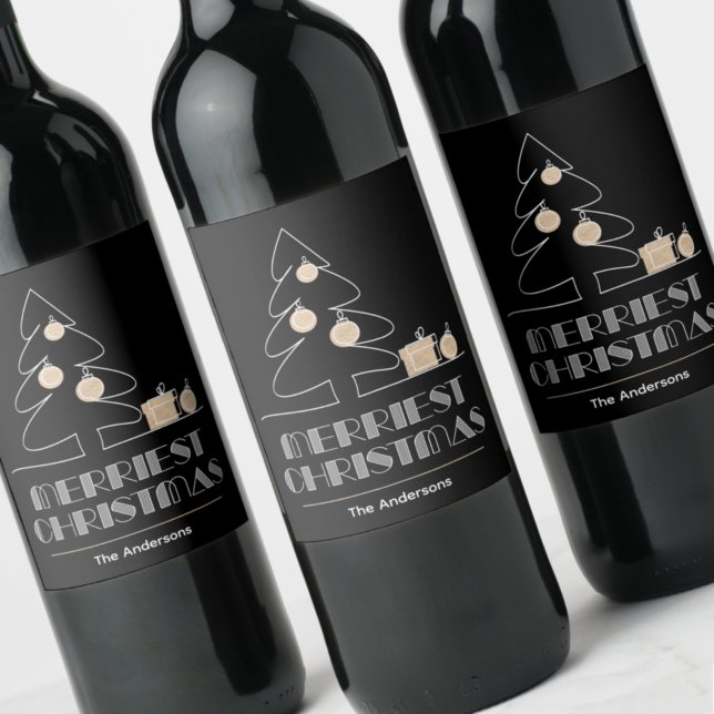 Merriest Christmas Black Wine Label (Creator Uploaded)