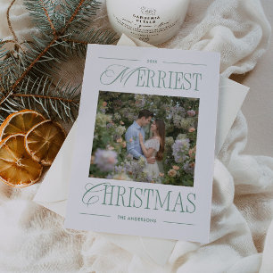 Merriest Christmas Bold Typography Letterpress Photo Cards