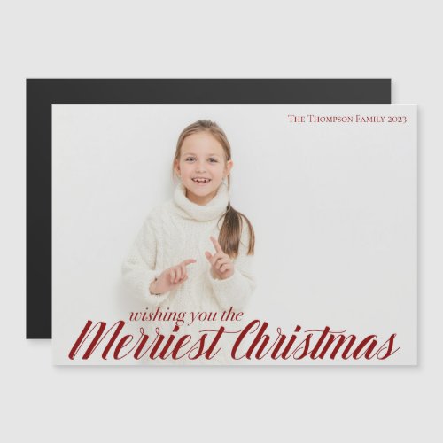 Merriest Christmas Chic Script Photo Magnet Card