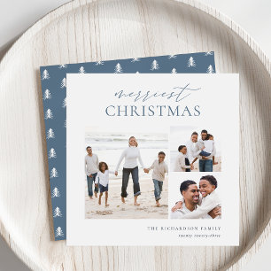 Merriest Christmas Elegant 3 Photo Collage Holiday Card