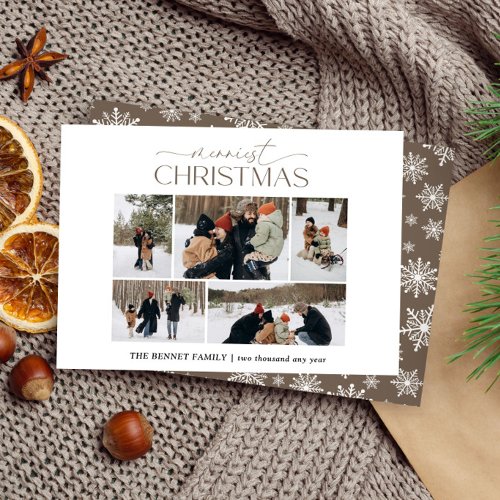 Merriest Christmas Elegant 5 Photo collage Mud Holiday Card