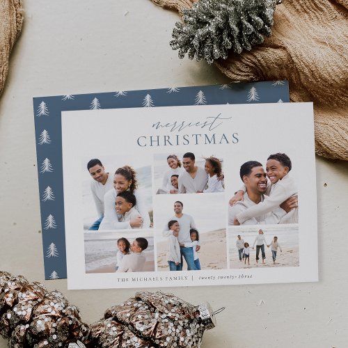 Merriest Christmas Elegant 6 Photo Collage Holiday Card