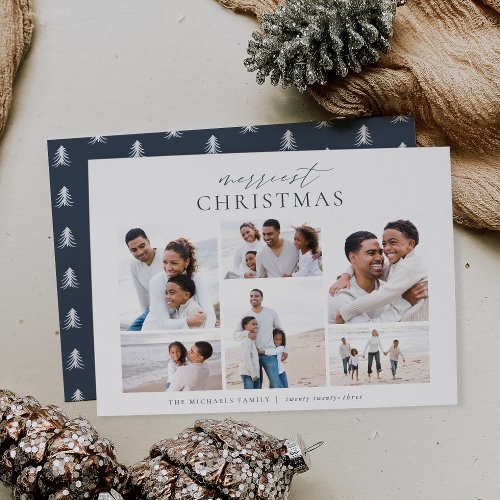 Merriest Christmas Elegant 6 Photo Collage Holiday Card