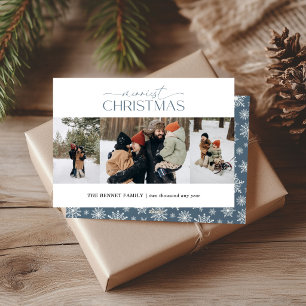Merriest Christmas Elegant Strip 3 Photos Bluette Holiday Card