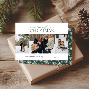 Merriest Christmas Elegant Strip 3 Photos Holiday Card