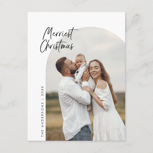 Merriest Christmas Family Photo Arch Greeting Postcard