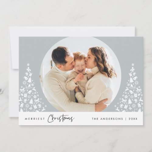 Merriest Christmas Family Photo Contemporary Holiday Card