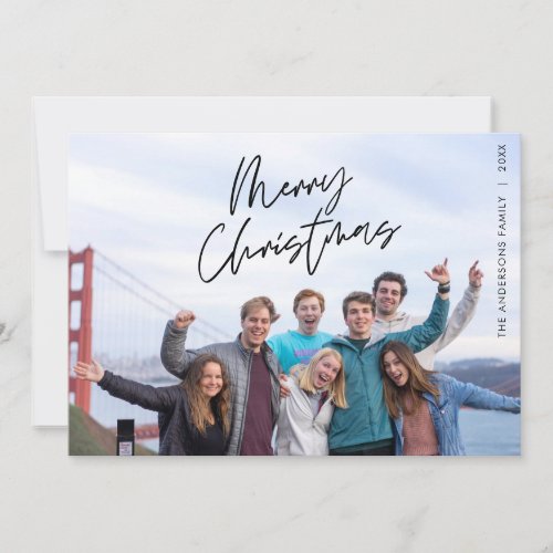 Merriest Christmas Family Photo Contemporary Holiday Card