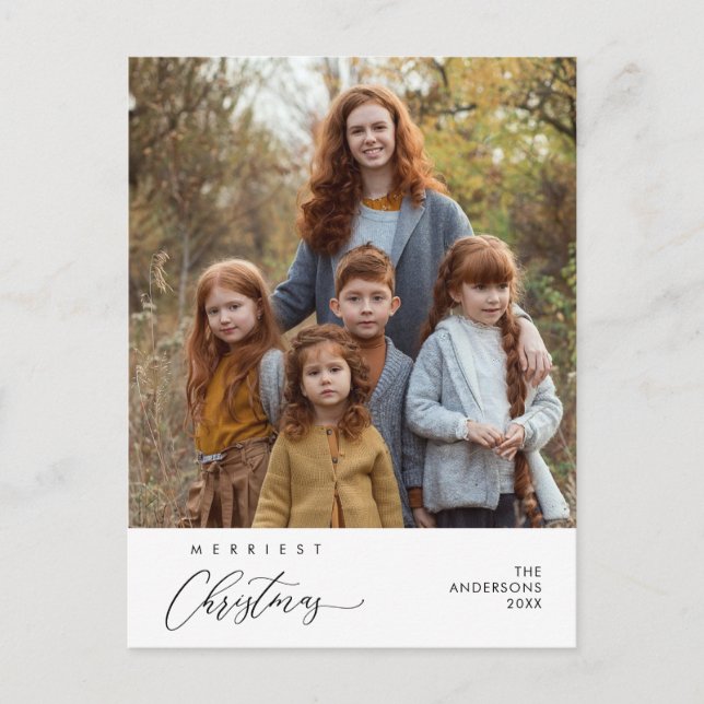 Merriest Christmas Family Photo Happiness Greeting Postcard (Front)