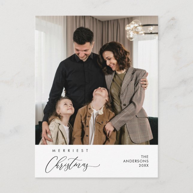 Merriest Christmas Family Photo Happiness Greeting Postcard (Front)