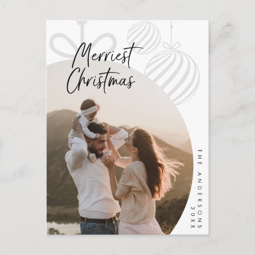 Merriest Christmas Family Photo Holiday Greeting Postcard