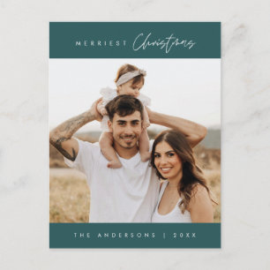 Merriest Christmas Family Photo, Modern Cozy Postcard