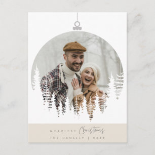 Merriest Christmas Family Photo, Pine Tree Layover Postcard
