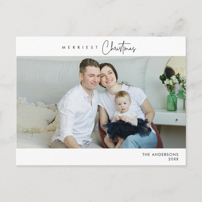Merriest Christmas Family Photo, Winter Happiness Postcard (Front)