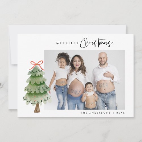 Merriest Christmas Family Photo Xmas Tree Holiday Card