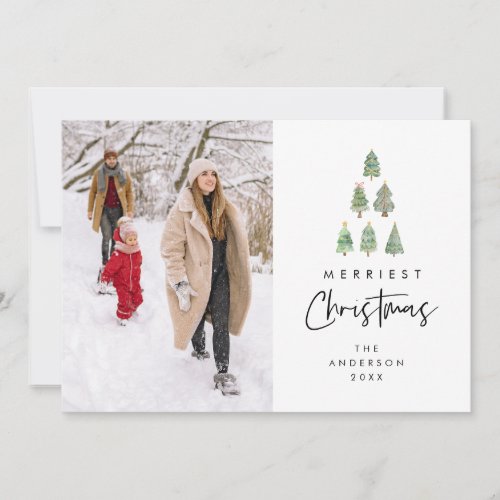 Merriest Christmas Family Photo Xmas Tree Holiday Card