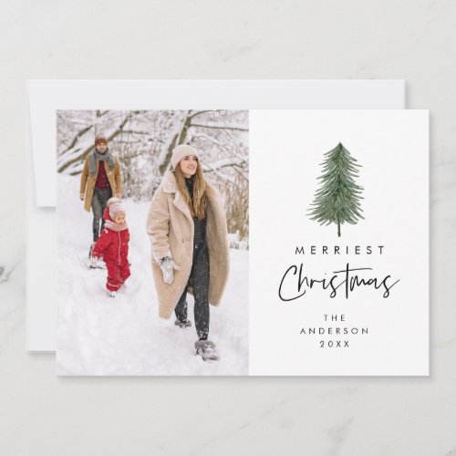 Merriest Christmas Family Photo Xmas Tree Holiday Card