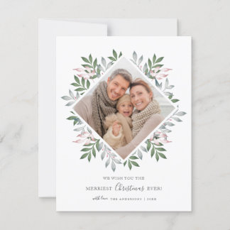 Merriest Christmas Festive Foliage Photo Frame Holiday Card