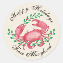 Merriest Christmas from Maryland Crab Classic Round Sticker