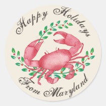 Merriest Christmas from Maryland Crab Classic Round Sticker