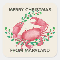 Merriest Christmas from Maryland Crab Square Sticker