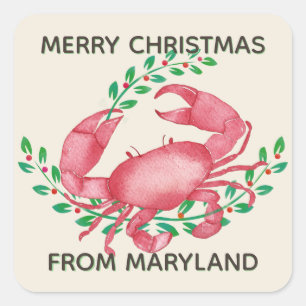 Merriest Christmas from Maryland Crab Square Sticker