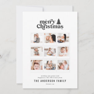 Merriest Christmas graphic typography multi photo Holiday Card