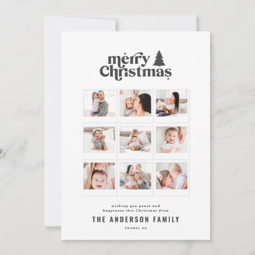 Merriest Christmas graphic typography multi photo Holiday Card
