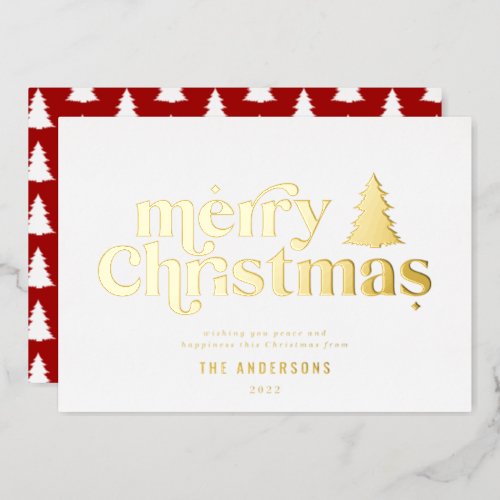 Merriest Christmas graphic typography non photo Fo Foil Holiday Card