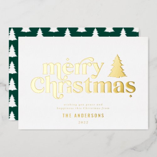 Merriest Christmas graphic typography non photo  Foil Holiday Card