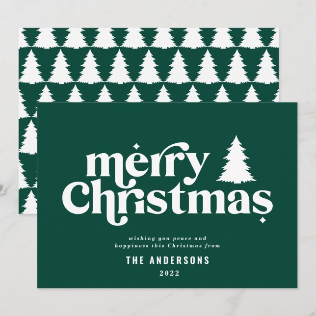 Merriest Christmas graphic typography non photo  Holiday Card (Front/Back)