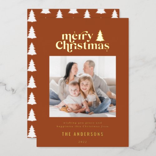 Merriest Christmas graphic typography photo  Foil  Foil Holiday Card