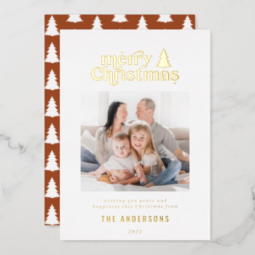 Merriest Christmas graphic typography photo  Foil  Foil Holiday Card