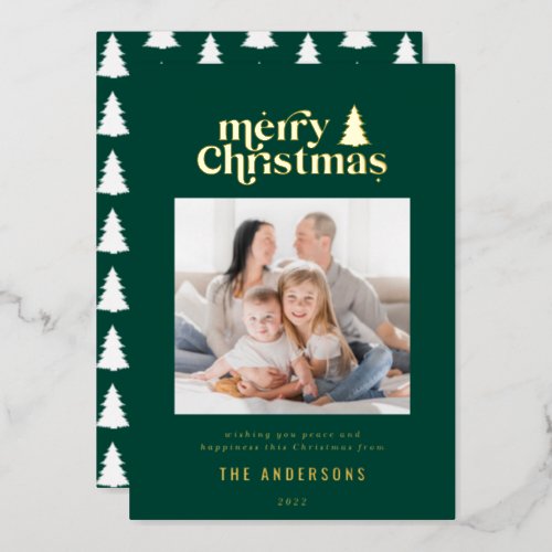 Merriest Christmas graphic typography photo Foil H Foil Holiday Card