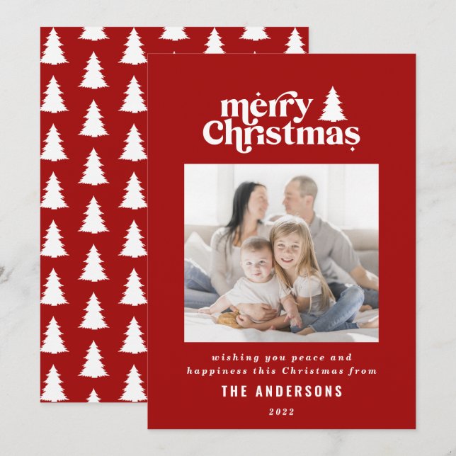 Merriest Christmas graphic typography photo  Holid Holiday Card (Front/Back)