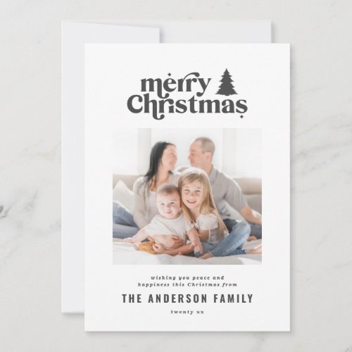 Merriest Christmas graphic typography photo Holiday Card