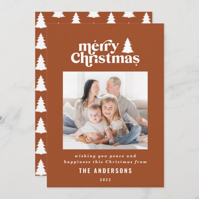 Merriest Christmas graphic typography photo  Holiday Card (Front/Back)