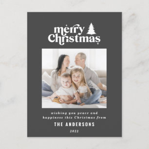 Merriest Christmas graphic typography photo Holiday Postcard