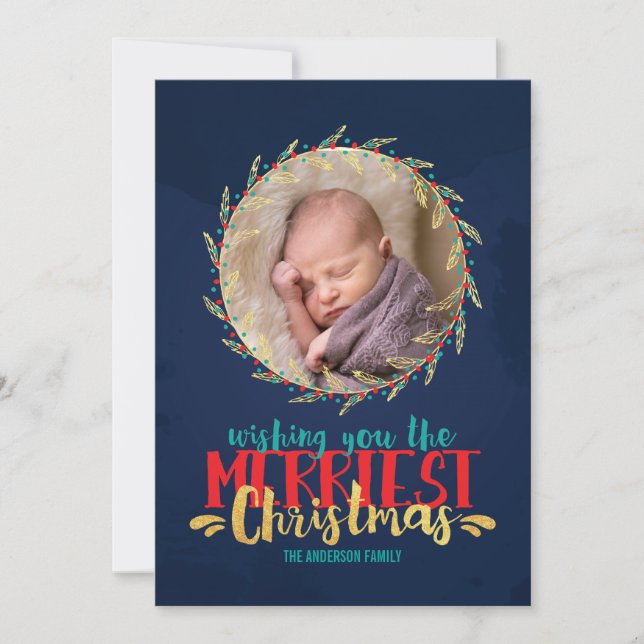 Merriest Christmas Holiday Photo Card (Front)