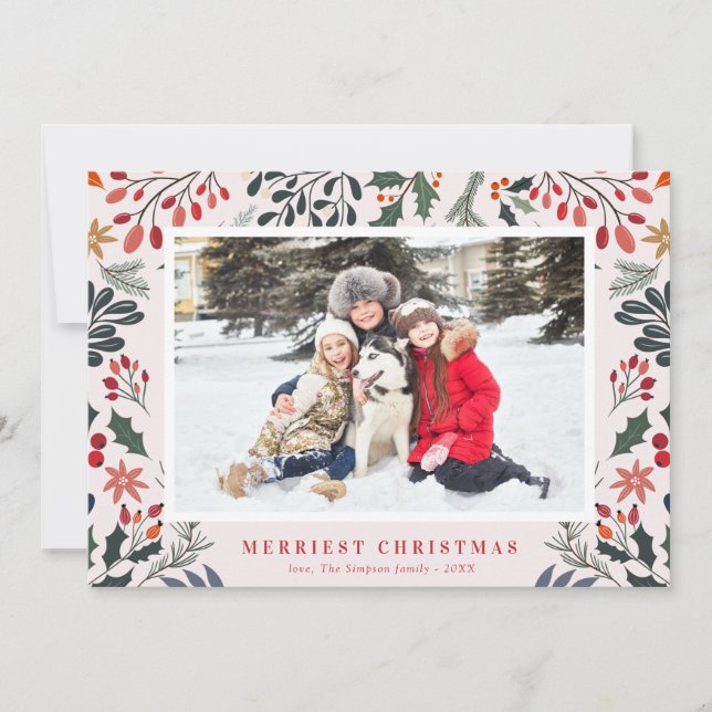 MERRIEST CHRISTMAS | lovely foliage Holiday Card (Front)