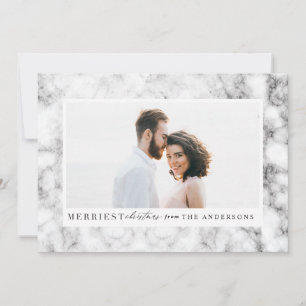 Merriest Christmas marble photo Holiday Card