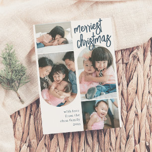 Merriest Christmas Modern Arch 4 Photo Holiday Card