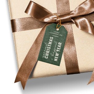 Merriest Christmas Modern Chic Boho Moss Green Gift Tags