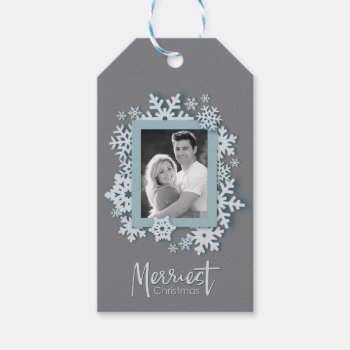 Merriest Christmas Modern Holiday Style Photo Gift Tags by DP_Holidays at Zazzle