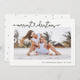 Merriest Christmas Modern Minimal Script Photo Holiday Card