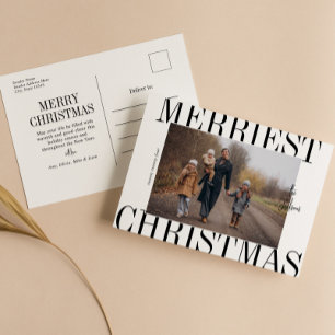 Merriest Christmas Modern Minimalist Holiday Postcard