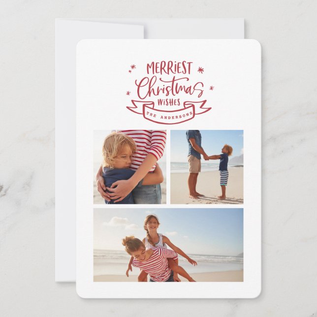 merriest christmas modern script photo holiday card (Front)