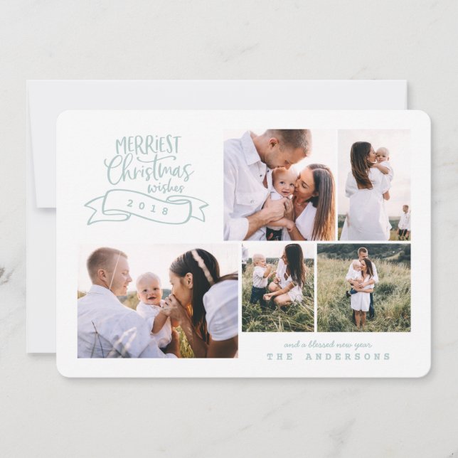 merriest christmas modern script photo holiday card (Front)