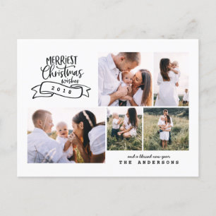 merriest christmas modern script photo holiday postcard