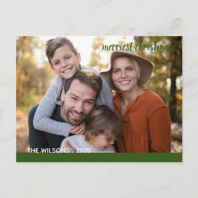 merriest christmas modern script photo postcard (Front)